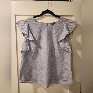 J.Crew Seersucker Flutter Short Sleve Blouse Size 14